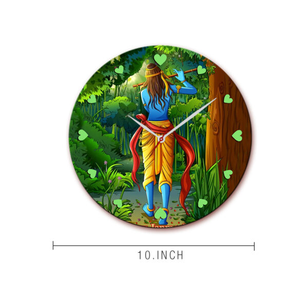 God Krishna Wooden Wall Clock