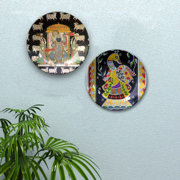 Pichwai and Madhubani Wall Plates